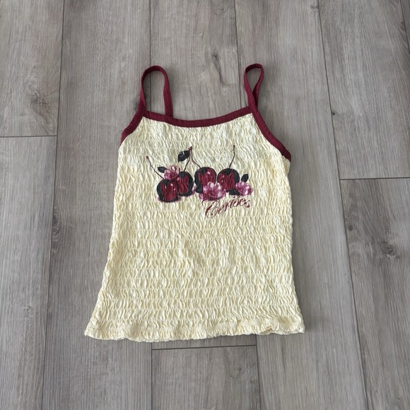 Urban Outfitters Tops - Urban Outfitters‎ Large Yellow Crop Top smocked Cherries Stretchy
